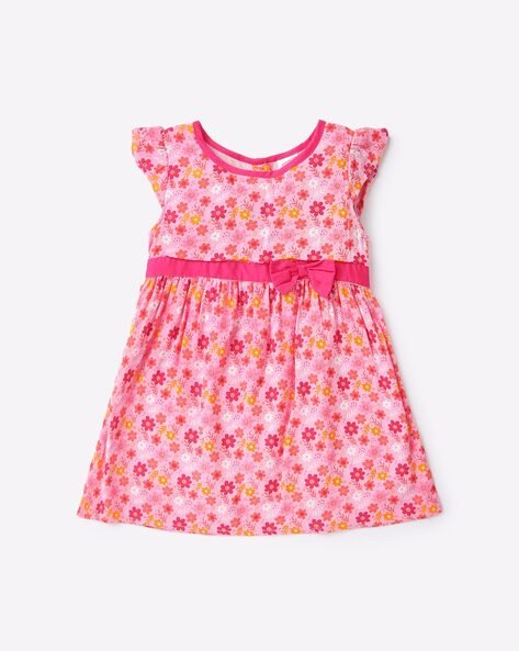 PINK N BLUE Floral Print Fit & Flare Dress