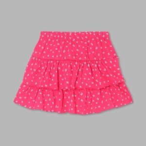 PINK N BLUE Micro Print A-Line Skirt with Elasticated Waist