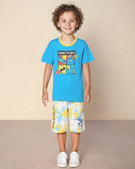 PINK N BLUE Boys Core 199 Graphic Print Regular Fit Round-Neck T-Shirt