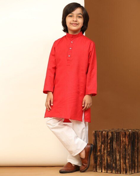 PRO-ETHIC(STYLE DEVELOPER) Boys Woven Mandarin-Collar Kurta Pyjama Set