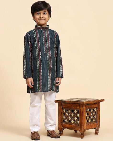 PRO-ETHIC(STYLE DEVELOPER) Boys Striped Kurta & Pyjamas Set