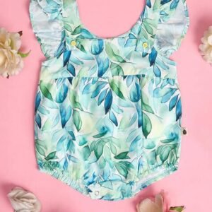 Stylobug - Leaf Printed Sleeveless Rompers