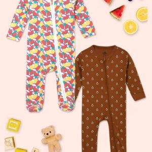 THE MOM STORE - Zipper Romper Combo of 2