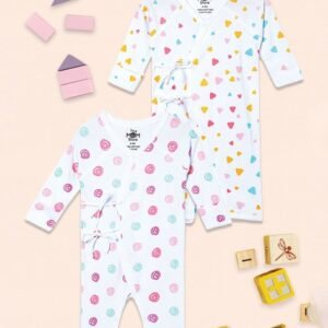 THE MOM STORE - Infants Pack of 2 Printed Rompers with Tie-Up