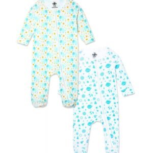 THE MOM STORE - Pack of 2 Printed Zip-Front Rompers
