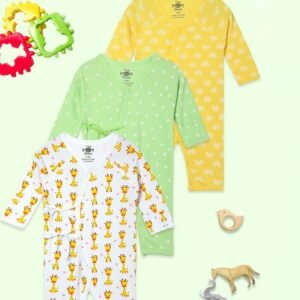 THE MOM STORE - Pack of 3 Graphic Print Rompers with Tie-Up