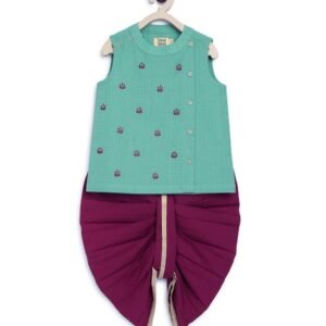 Tiber Taber Boys Embroidered Kurta Dhoti Set