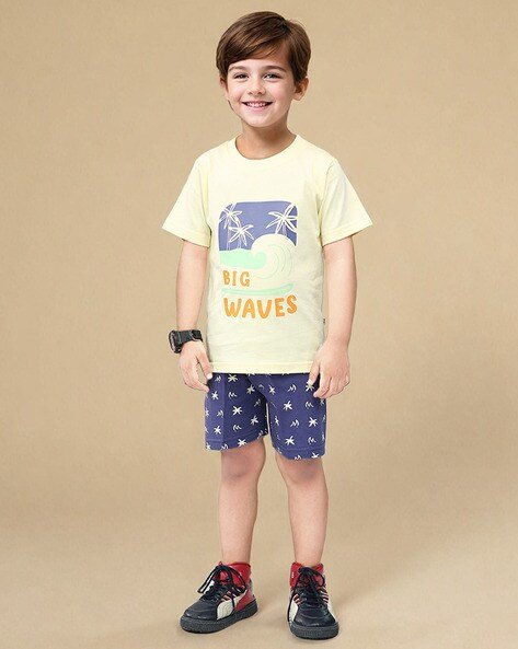 TOONYPORT Boys Graphic Print T-Shirt & Shorts Set