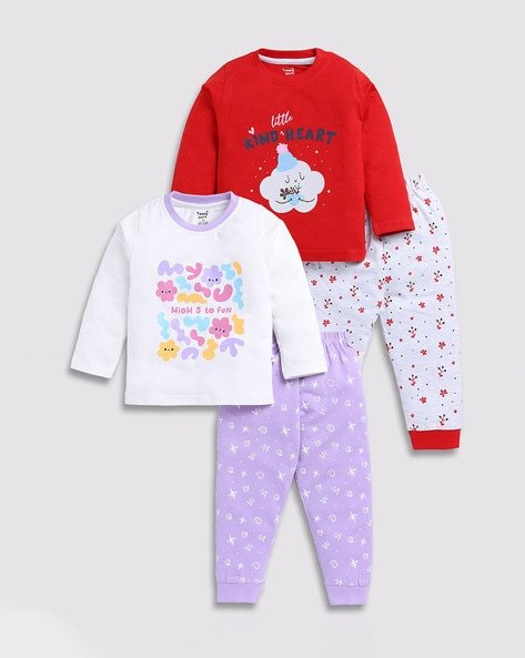 TOONYPORT Pack of 2 Printed Joggers Pants & T-Shirt Set