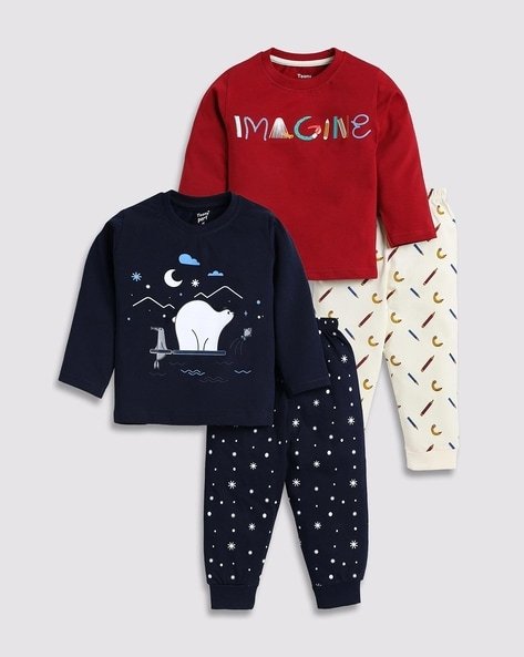 TOONYPORT Pack of 2 Printed Joggers Pants & T-Shirt Set