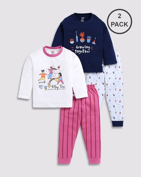 TOONYPORT Pack of 2 Printed Joggers Pants & T-Shirt Set