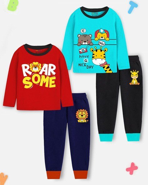 Trampoline Boys Pack of 4 Graphic Print T-Shirts with Joggers