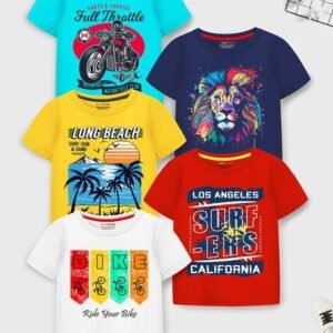 Trampoline Boys Pack of 5 Graphic Print Regular Fit Crew-Neck T-Shirts