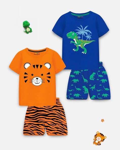 Trampoline Boys Set of 2 Graphic Print T-Shirts with Shorts