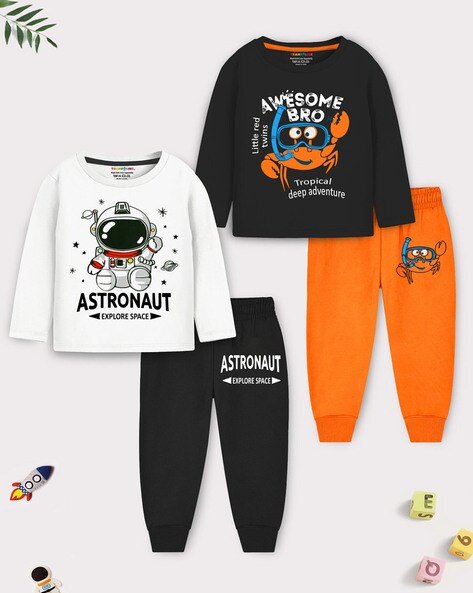 Trampoline Pack of 2 Boys Printed Lounge Pants & T-Shirt Set