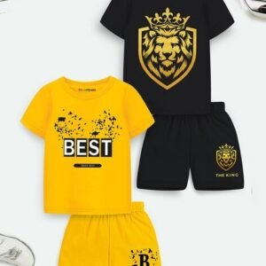 Trampoline Pack of 2 Typographic Print T-Shirt & Shorts Sets