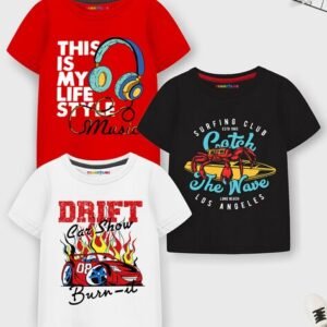 Trampoline Pack of 3 Typographic Print Crew-Neck T-Shirts
