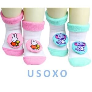 USOXO Pack of 2 Elephant Applique Socks