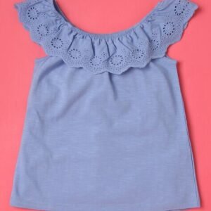 Wotnot - Heathered Top with Schiffli Embroidered Neckline