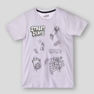 Wotnot by AZORTE - Boys Graphic Embossed Relaxed Fit Crew-Neck T-Shirt