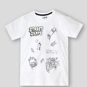 Wotnot by AZORTE - Boys Graphic Embossed Relaxed Fit Crew-Neck T-Shirt