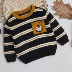 Yellow Apple Boy Striped Round-Neck Sweater