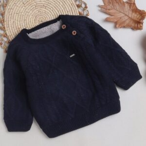 Yellow Apple Ribbed Knitted Sweater with Button-Closure