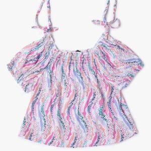 Yousta - Printed Top with Tie-Up Accent