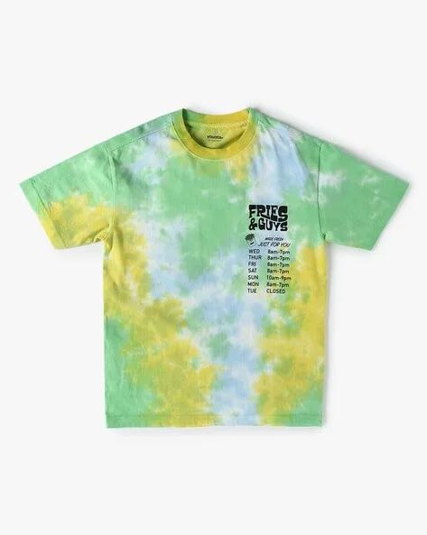 Yousta - Boys Tie & Dye Print Regular Fit Crew-Neck T-Shirt