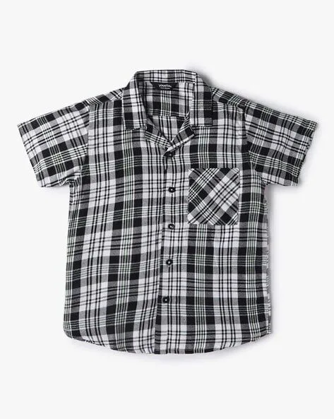 Yousta - Boys Checked Regular Fit Shirt with Patch Pocket