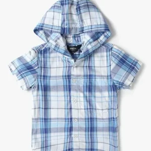 Yousta - Boys Checked Regular Fit Hooded Shirt