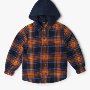 Yousta - Boys Checked Regular Fit Hooded Shirt