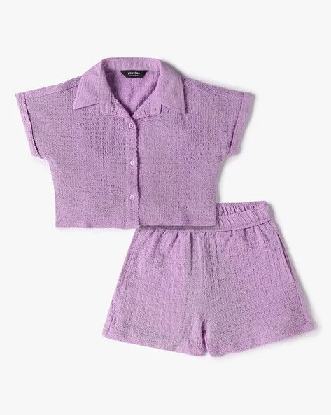 Yousta - Girls Patterned Boxy Fit Shirt & Shorts Set