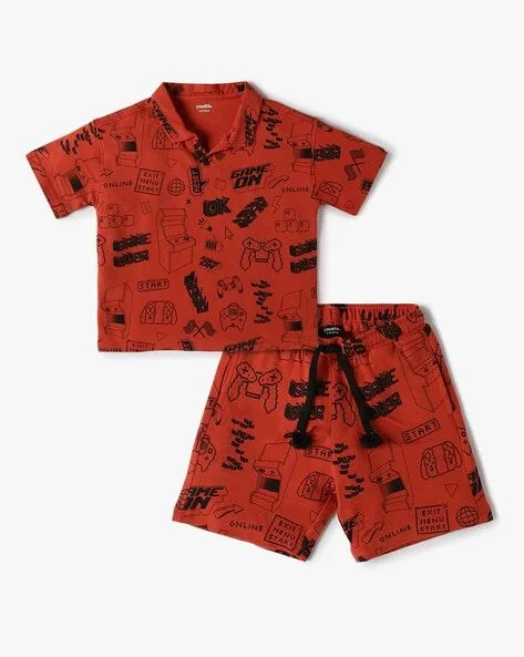 Yousta - Boys Graphic Print T-Shirt & Shorts Set