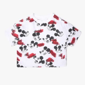 Yousta - Mickey Mouse Print Round-Neck T-Shirt
