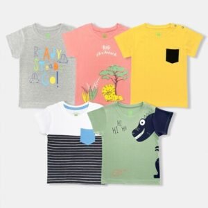 YUV Pack of 5 Graphic Print Crew-Neck T-Shirts