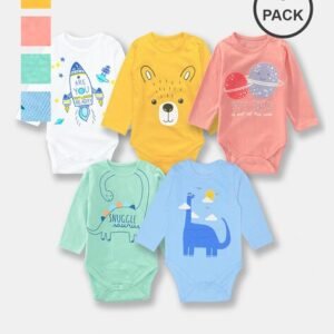 YUV - Pack of 5 Printed Round-Neck Rompers