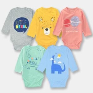 YUV - Pack of 5 Printed Round-Neck Rompers