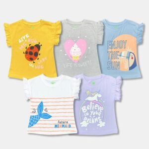 YUV Pack of 5 Typographic Print Crew-Neck T-shirts