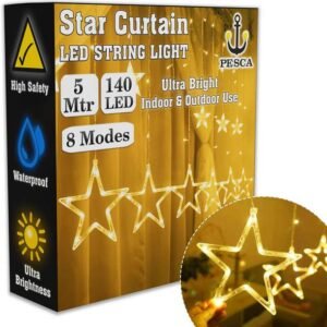 PESCA 140 LEDs 5.08 m Yellow Flickering, Steady Star Rice Lights