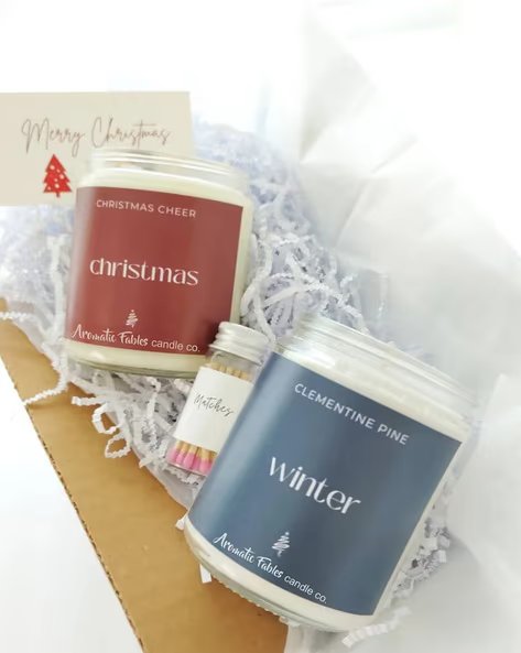Aromaticfables - Set of 2 Serenity Christmas Holiday Glass Jar Candles