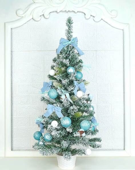 Little Surprise Box - 3Feet Pastel Swirl Snowy Bushy Christmas Tree Readily Filled With Ball Ornament And Fillers