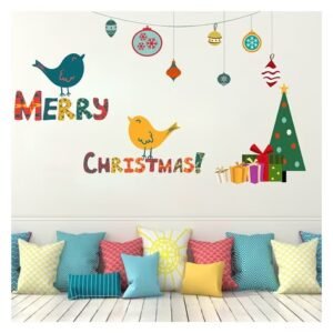 wollzo - Merry Christmas Print Adhesive Wall Stickers